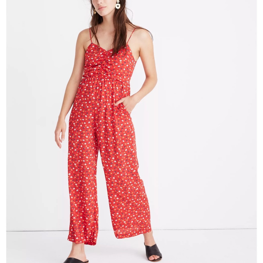 NWT Madewell Ruched Wide-Leg Jumpsuit-Tall 2